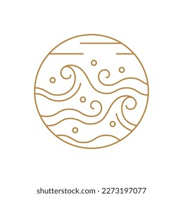 Elemento de agua de la naturaleza conjunto de símbolos de línea delgada. Naturaleza energía abstracta diseño de signos dorados ilustración vectorial sobre fondo blanco