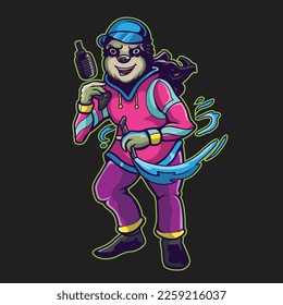 water elemental power sloth vector illustration