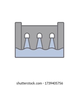 Water energy dam icon. Simple outline colored vector of sustainable energy icons for ui and ux, website or mobile application