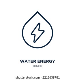 water energy icon from ecology collection. Thin linear water energy, eco, energy outline icon isolated on white background. Line vector water energy sign, symbol for web and mobile