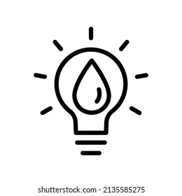 Water energy icon. Light bulb with water. line icon style. suitable for renewable energy icon. simple design editable. Design template vector