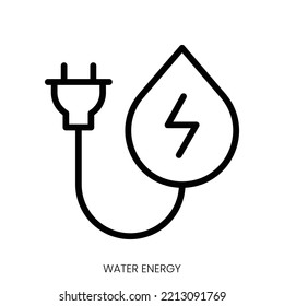 water energy icon. Line Art Style Design Isolated On White Background