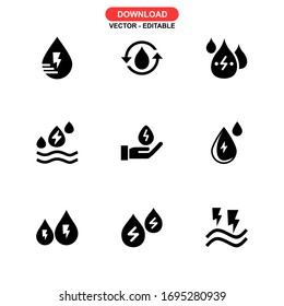 water energy icon or logo isolated sign symbol vector illustration - Collection of high quality black style vector icons
