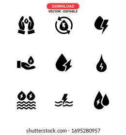 water energy icon or logo isolated sign symbol vector illustration - Collection of high quality black style vector icons
