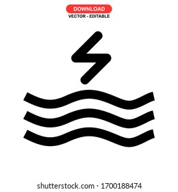 water energy icon or logo isolated sign symbol vector illustration - high quality black style vector icons
