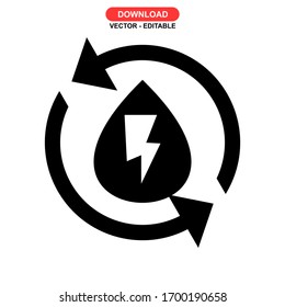 water energy icon or logo isolated sign symbol vector illustration - high quality black style vector icons
