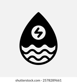 Water energy icon Semi solid, free energy, ecology, renewable and green energy concept. Black and semi solid icon.