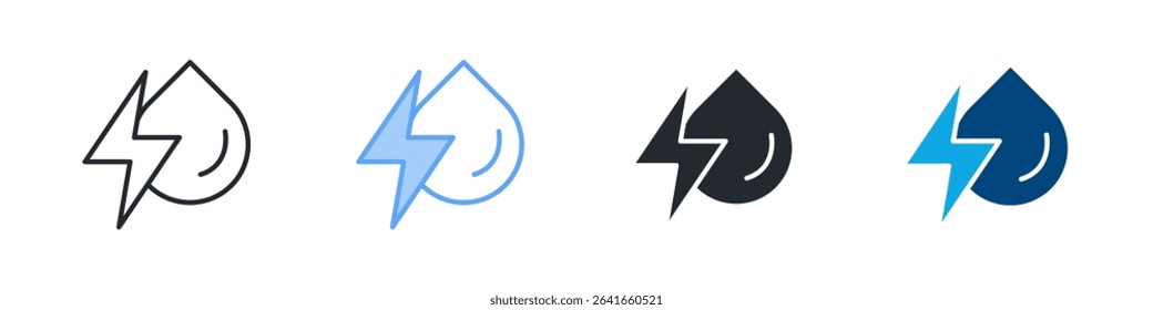 Water Energy Icon Set Multiple Style. Design In Outline, Blue, Glyph, Dualtone