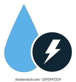 Water energy icon vector representing hydro power, renewable energy, and sustainability. Ideal for eco-friendly electricity, environmental conservation, and green technology projects.