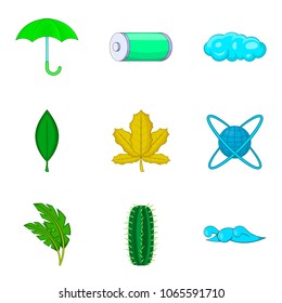 Water energy icons set. Cartoon set of 9 water energy vector icons for web isolated on white background