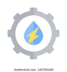 Water energy Industrial plant mechanical gear icon. Flat illustration colored vector isolated icons of Eco Clean Green Energy for web