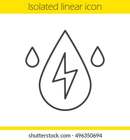 Water energy linear icon. Thin line illustration. Hydroelectric station contour symbol. Vector isolated outline drawing