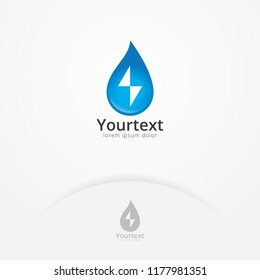 Water energy logo. Vector logo of alternative renewable energy with water drop symbol. Green energy logo template