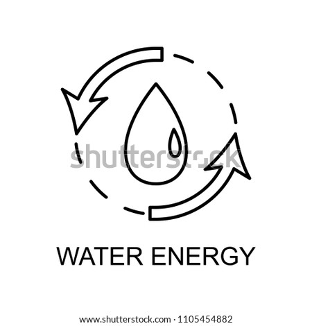 water energy outline icon. Element of enviroment protection icon with name for mobile concept and web apps. Thin line water energy icon can be used for web and mobile on white background