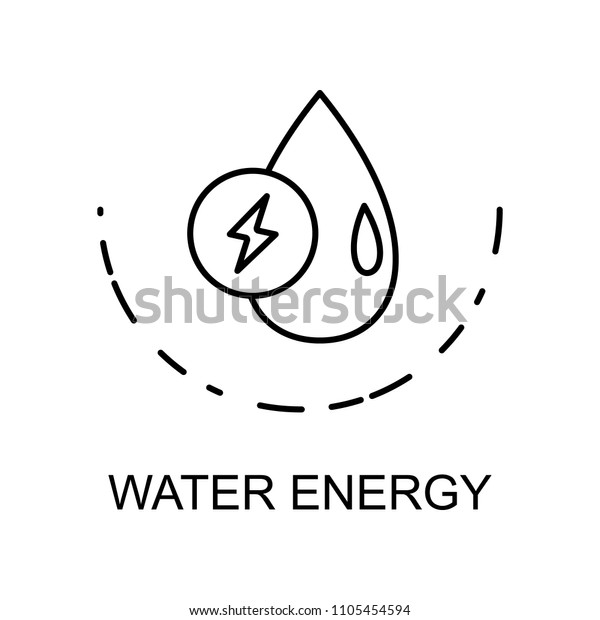 water\
energy outline icon. Element of enviroment protection icon with\
name for mobile concept and web apps. Thin line water energy icon\
can be used for web and mobile on white\
background