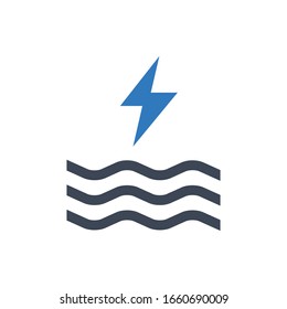 Icono vectorial de la energía del agua en fondo blanco.