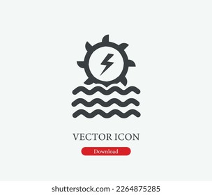 Water energy vector icon. Symbol in Line Art Style for Design, Presentation, Website or Mobile Apps Elements, Logo. Water energy symbol illustration. Pixel vector graphics - Vector