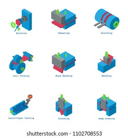 Water engineering icons set. Isometric set of 9 water engineering vector icons for web isolated on white background