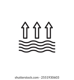 Water evaporation line icon. vector flat black simple linear ilustration for web and app..eps