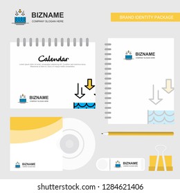 Water evaporation Logo, Calendar Template, CD Cover, Diary and USB Brand Stationary Package Design Vector Template