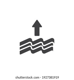 Water evaporation vector icon. filled flat sign for mobile concept and web design. Water waves and arrow up glyph icon. Symbol, logo illustration. Vector graphics