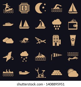 Water exercise icons set. Simple set of 25 water exercise vector icons for web for any design