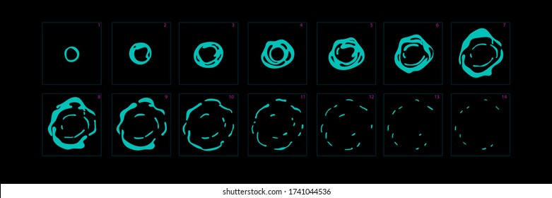 Water explosion animation effect. Shine water effect sprite sheet for cartoon, animation or  mobile games-vector