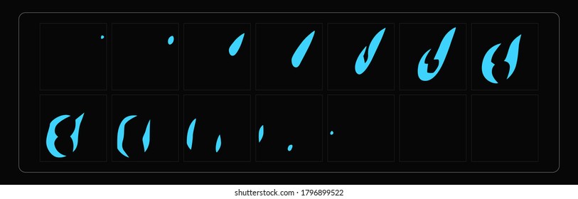 Water Explosion animation. Liquid splash effect sprites for games, video, animation or motion design. EPS10 vector illustration.