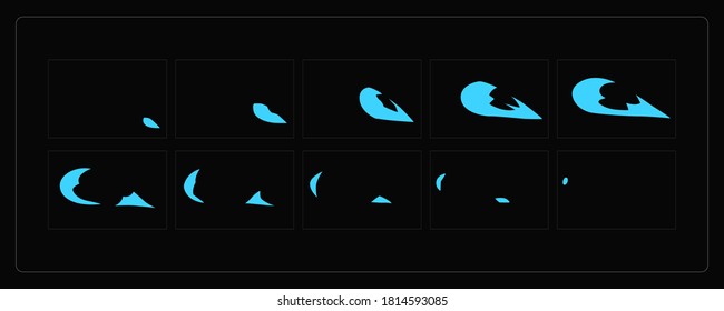 Water Explosion animation. Liquid splash effect sprites for games, video, animation or motion design. EPS10 vector illustration.