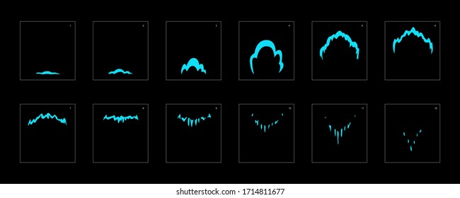 Water explosion effect. Explosion Animation effect. Animation Sprite sheet for games, cartoon or animation. vector style animation effect 1080.