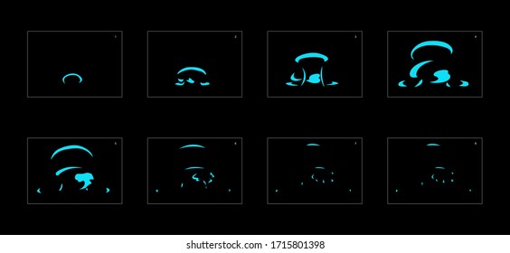 Water explosion effect. Explosion Animation effect. Animation Sprite sheet for games, cartoon or animation. vector style animation effect 1104.