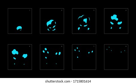 Water explosion effect. Explosion Animation effect. Animation Sprite sheet for games, cartoon or animation. vector style animation effect 1110.