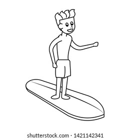 Water extreme sport man on surf table cartoon isolated vector illustration graphic design