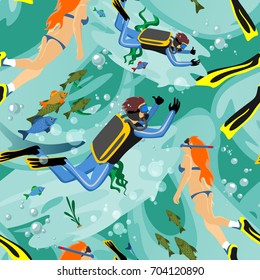 Water extreme sports seamless patterns, design elements for summer vacation activity textile, cartoon wave surfing, sea beach vector illustration, active lifestyle adventure
