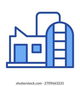 Ilustración vectorial azul del icono de la fábrica del agua