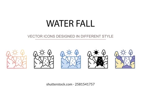 Water Fall icon design with white background stock illustration