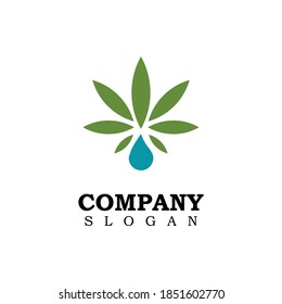 Water Fall Logo From Cannabis, Leaf Logo Design