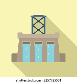 Water fall turbine icon flat vector. Power energy. Electric generator