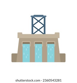 Water fall turbine icon flat vector. Power energy. Electric generator isolated