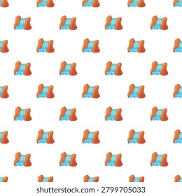 Water falling between brown rocks in a seamless nature pattern