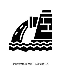 water falling from drainage pipe glyph icon vector. water falling from drainage pipe sign. isolated contour symbol black illustration