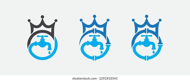 Water Faucet Crown Plumbing Logo Concept symbol icon sign Design Element. Tap, Repair, Plumber, Plumbing Service Logotype. Vector illustration template