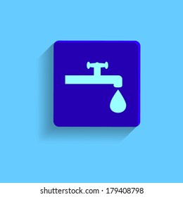 Water faucet drip web button isolated on a background 