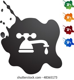 Water faucet drip web button isolated on a background