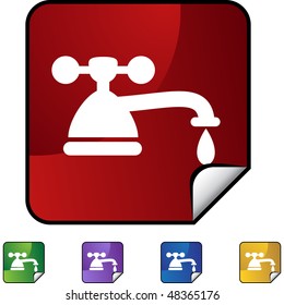 Water faucet drip web button isolated on a background
