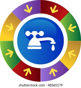 Water faucet drip web button isolated on a background