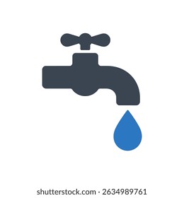 Water Faucet Drop Icon Isolated On White Background