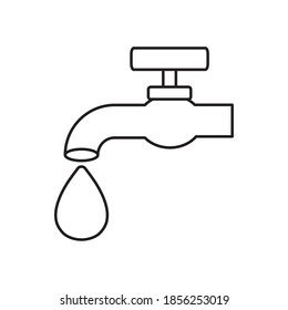 water faucet and drop icon over white background, line style, vector illustration