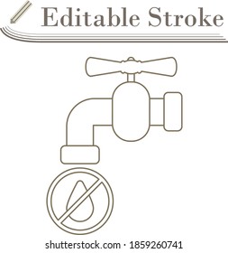 Water Faucet With Dropping Water Icon. Editable Stroke Simple Design. Vector Illustration.