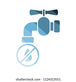 Water faucet with dropping water icon. Flat color design. Vector illustration.